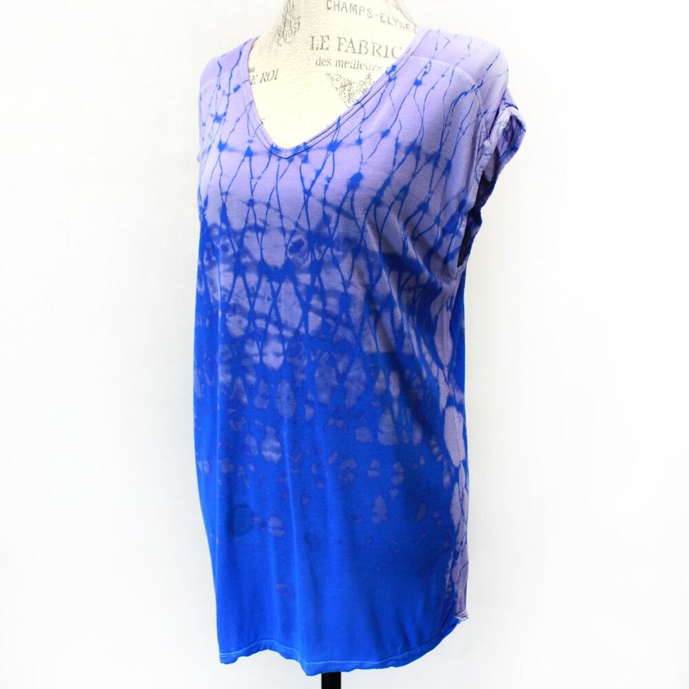 XCVI Blue Tie-Dye Sleeveless Shirt Top Blouse Large